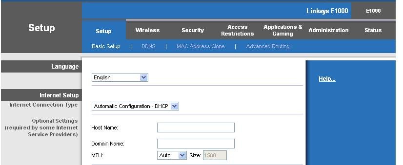 router configuration page