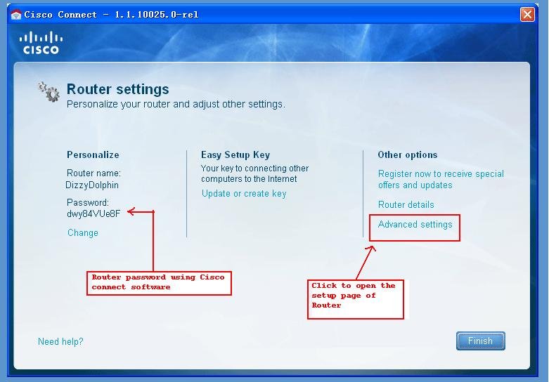 Linksys E2500 router setup and default password