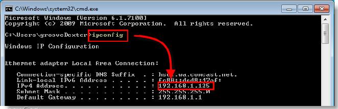 IP address of the computer and router