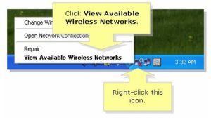 how to connect to wireless network on WINDOWS XP