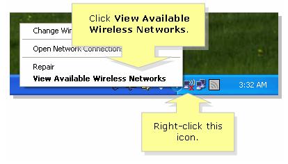 limited or no connections on the inside windows xp wireless