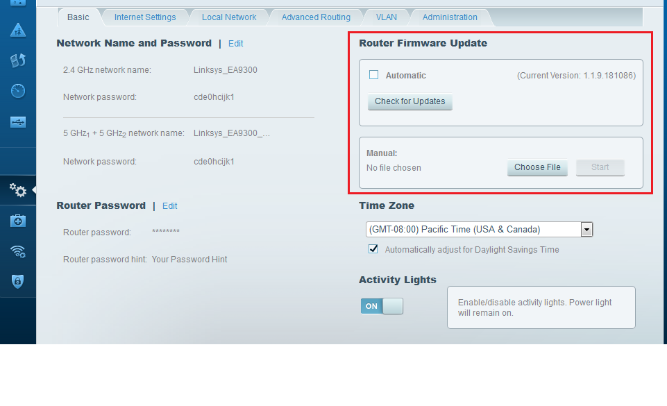 New Linksys router firmware update page