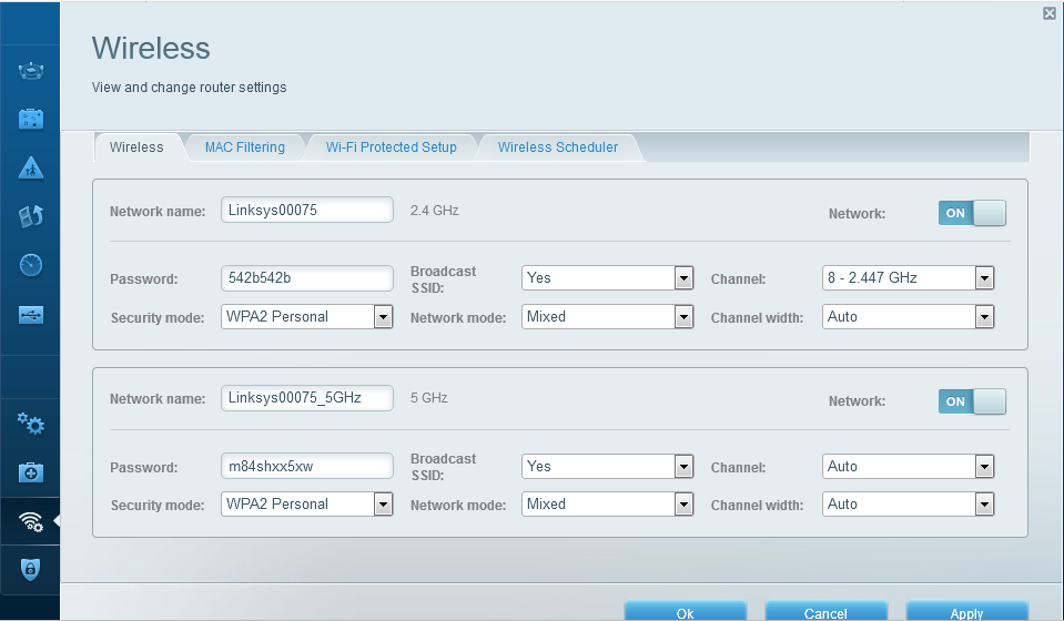 Wireless settings