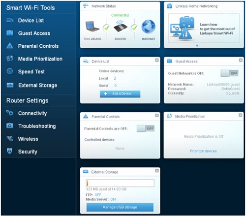 linksys router setup page