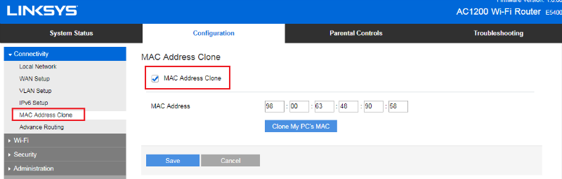 MAC address Clone